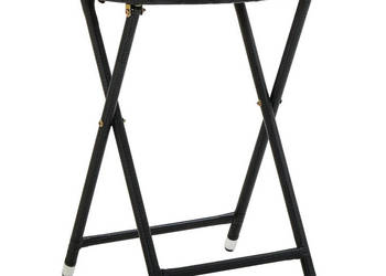 Stolik herbaciany czarny 60 cm rattan PE i drewno akacjowe WM-316509