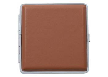 Metalowa Papierośnica Pokryta Gładką Ekoskórą w Kolorze Ceglanym