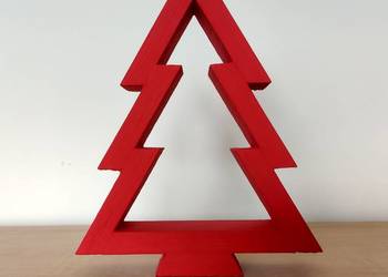 Drewniana choinka ozdoba świąteczna 19 cm - czerwona
