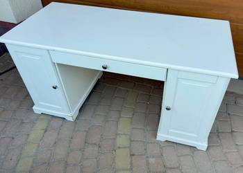 Biurko drewniane ikea Idanas Hemnes biale z szafkami i szuflada Lite Drewno