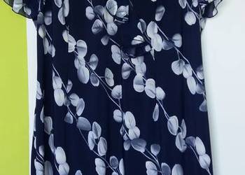 XL(50) Elegancka sukienka granatowe tło jak nowa Butik