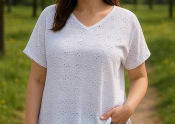 Bluzka damska plus size wyszywana ażurowa biust 144cm