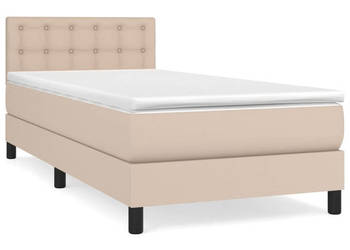 Łóżko kontynentalne z materacem cappuccino ekoskóra 80x200 cm WM-3141094