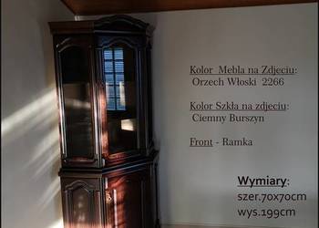 Śliczna Witryna Narożna 70 bez Szprosów Wenge Orzech Producent BEKAS Meble