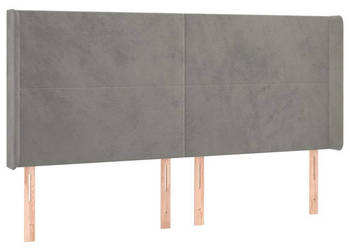 Zagłówek do łóżka z LED jasnoszary 183x16x118/128 cm aksamit WM-3123828