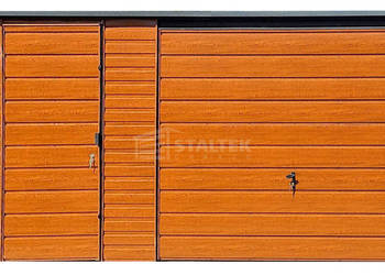 Garaż blaszany 5x6m Brama uchylna drzwi drewnopodobny Dach ST191