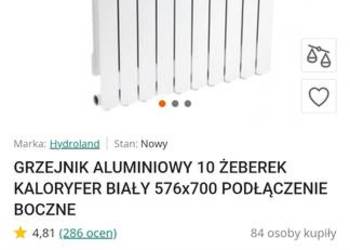 Grzejnik aluminiowy 10 żeberek nowy !