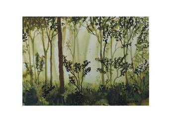 Akwarela Akwarelka Obraz pt. Pomiędzy drzewami