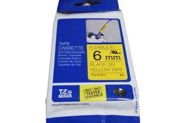 Brother TZEFX611 TZE-FX611 6mm czarne na żółtym