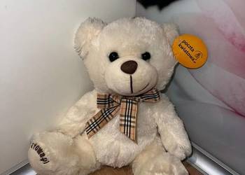 Nowy piękny biały miś poczta kwiatowa