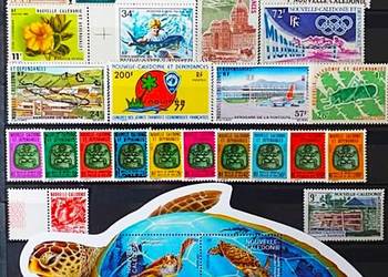Nowa Kaledonia - Zestaw 26 znaczków + piękny BLOCZEK ŻÓŁW, seria TIKI, MNH