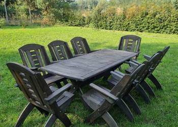 Zestaw mebli drewnianych składanych 8 krzeseł + stół 2m, meble do ogrodu