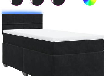 Łóżko kontynentalne z materacem czarne aksamit 80x200 cm WM-3288464