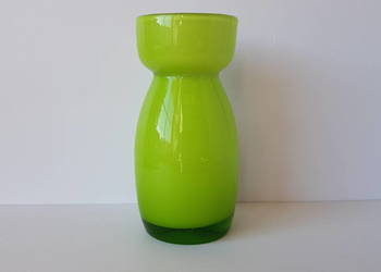 Szklany, zielony wazon / wazonik, vintage