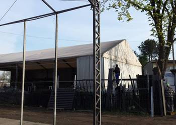 Namiot 10x20 slupy na zawiasach ocynkowany plus liny dach plandeka ściany b