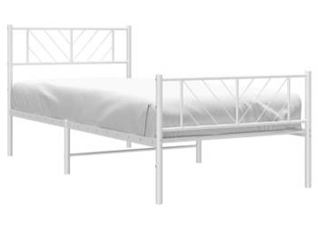 Łóżko Metalowe Białe Rama Łóżka Ze Stelażem Biała 75x190 cm WM-372236