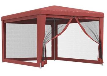 vidaXL Namiot imprezowy z 4 ścianami z siatki, czerwony(SKU:319235)