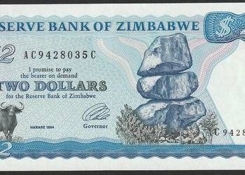 ZIMBABWE 2 DOLARY 1994 - STAN BANKOWY UNC