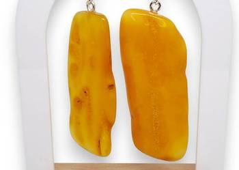 Kolczyki z BURSZTYNU, bursztyn bałtycki, bryłki mleczne #1504