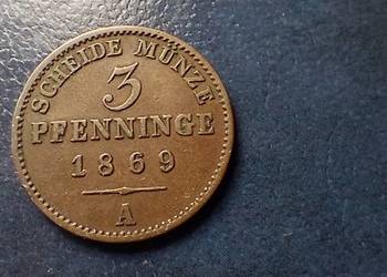 Stare monety 3 fenig 1869 A Niemcy