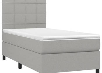 Łóżko kontynentalne z materacem jasnoszare tkanina 80x200 cm WM-3134829