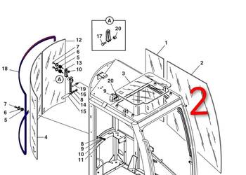 Szyba boczna do koparki Mecalac 12 / 14 MXT