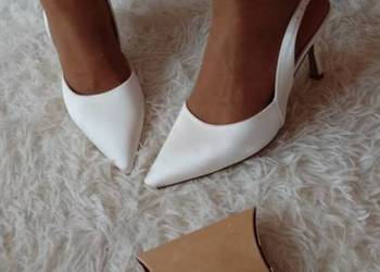 (39/40) ASOS Design/Białe, wytworne czółenka z odkrytą piętą z Londynu,NOWE