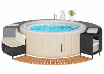 Obudowa do basenu/spa czarny polirattan i lite drewno akacjowe WM-365614