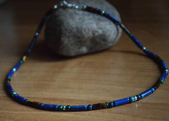 Lapis Tygrysie Oko Chryzokola Naszyjnik męski