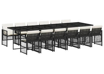 13-cz. zestaw mebli do ogrodu poduszki czarny rattan PE WM-3210762