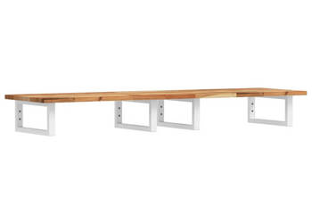 Półka ścienna pod umywalkę stal i lite drewno akacjowe WM-3302732
