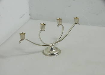 Świecznik vintage na 4 świece – retro, styl mid-century / PRL, 20 cm