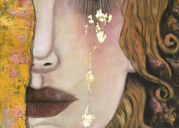 Złote łzy - Gustav Klimt. Obraz do salonu fryzjerskiego