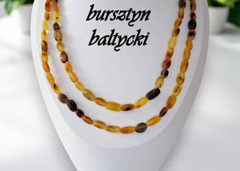 Korale z bursztynu, BURSZTYN fasolka matowa cytrynowa 122cm #961