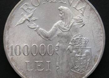 Rumunia 100 000 lei 1946 - król Michał - srebro - stan 2