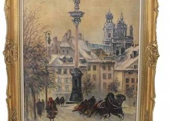 W. Chmieliński - Warszawa Kolumna Zygmunta - Stary Obraz Olejny