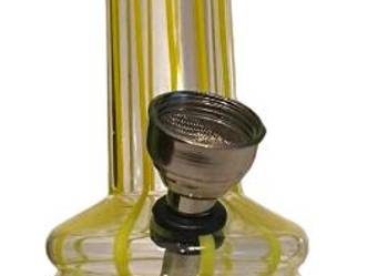 Bongo Akrylowe Przezroczyste w Żółte Paski Fajka Wodna Bonio 21 cm