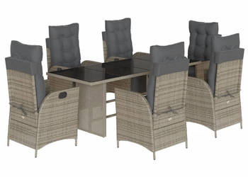 7-cz. zestaw mebli ogrodowych z poduszkami szary rattan PE WM-3213356
