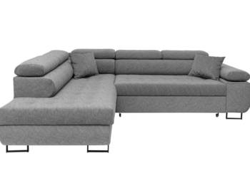 Narożnik Tapicerowany Szary z Funkcją Spania MERCEDES