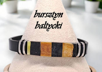 Bransoletka z bursztynu, bursztyn bałtycki ekoskóra #801