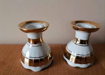 Dwa Świeczniki Porcelanowe Dostojne Vintage Retro