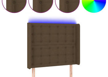 Zagłówek do łóżka z LED ciemnobrązowy 103x16x118/128 cm tkanina WM-3124475
