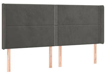 Zagłówek do łóżka z LED ciemnoszary 183x16x118/128cm aksamit WM-3123969