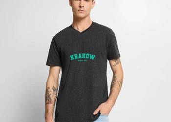 Ekologiczna męska koszulka z dekoltem w serek Premium KRAKÓW