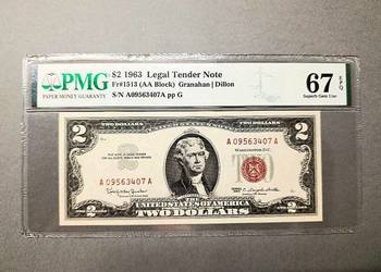 USA 2 Dolary 1963 r MAX NOTA PMG 67 EPQ