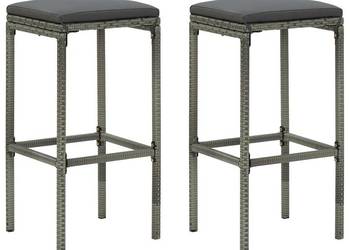 vidaXL Stołki barowe z poduszkami, 2 szt., szare, polirattan(SKU:313441)