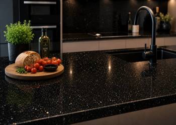 Blaty kuchnia/łazienka, schody, parapety: czarny granit GALAXY BLACK gr.3cm