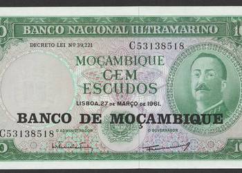 MOZAMBIK 100 ESCUDOS 1961 - STAN BANKOWY UNC