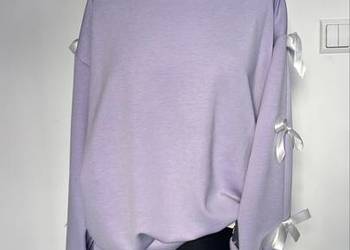 Bluza damska z kokardkami masełko lila czarna uniwersalna