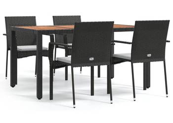 vidaXL 5-cz. zestaw mebli ogrodowych z poduszkami, czarny(SKU:3184989)